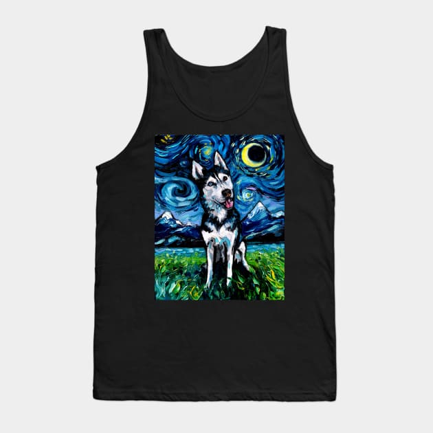 Happy Husky Night Tank Top by sagittariusgallery